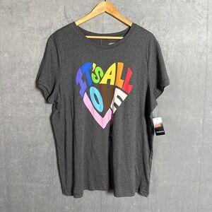 Torrid It's All Love Heritage Jersey Knit Graphic Tee Grey Plus Sz 1 14-16 NWT